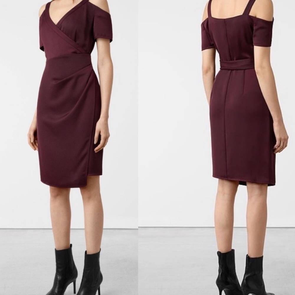 All Saints cadia mini dress in red maroon size 00